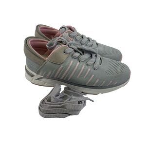 Zeba Rose Gray Sneaker Hands Free Lace Up Comfort Womens 10.5 Wide Extra Laces